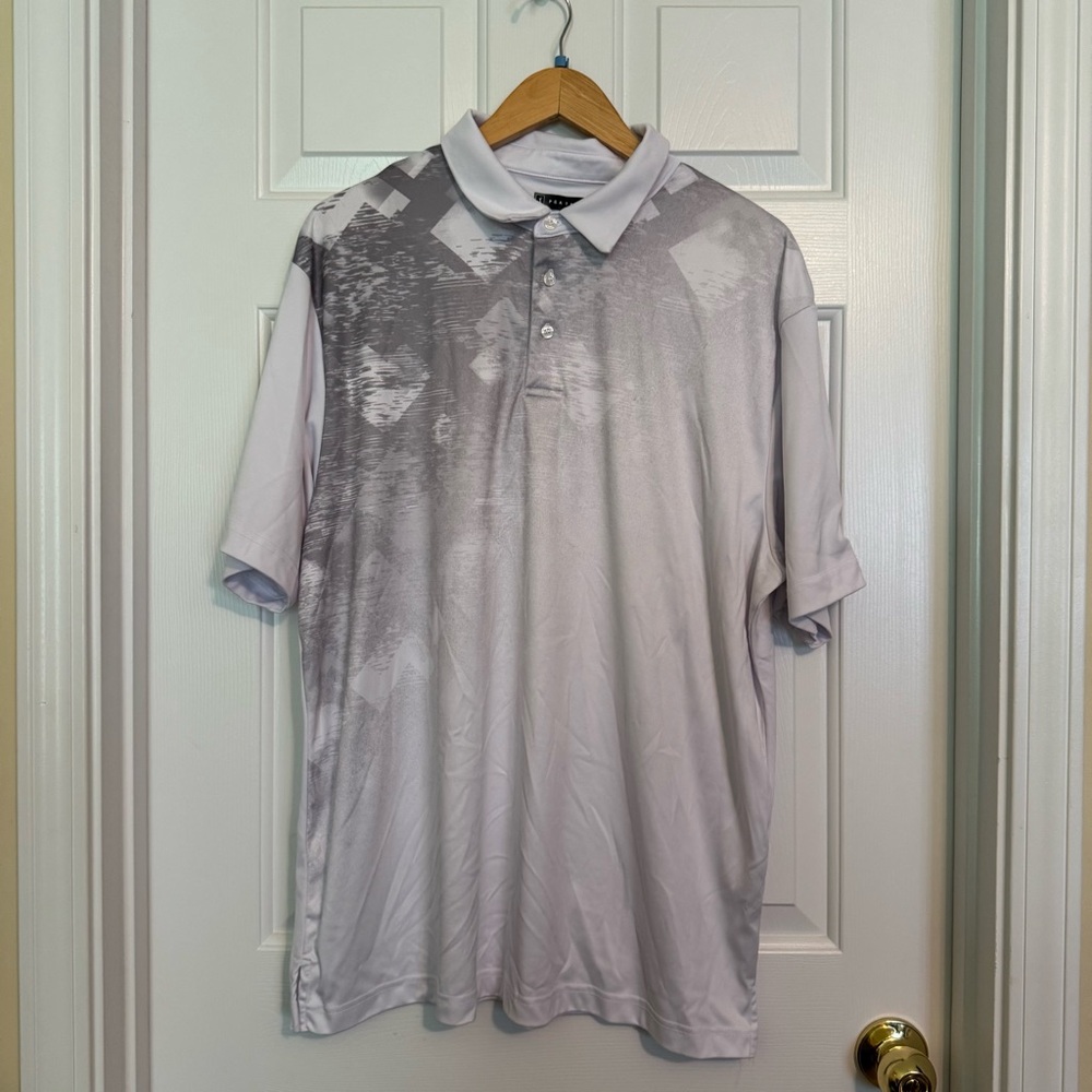 Pga Tour Mens White/Grey‎ Shaded Polo Shirt (Size XL) Soft Breathable Material